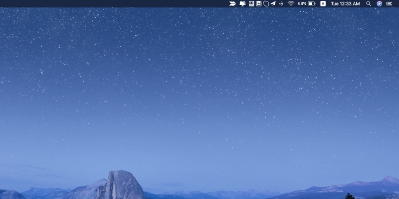 desktop mac con icone sulla barra dei menu
