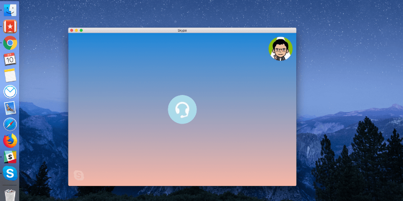 Skype-sovellus käynnissä Macissa